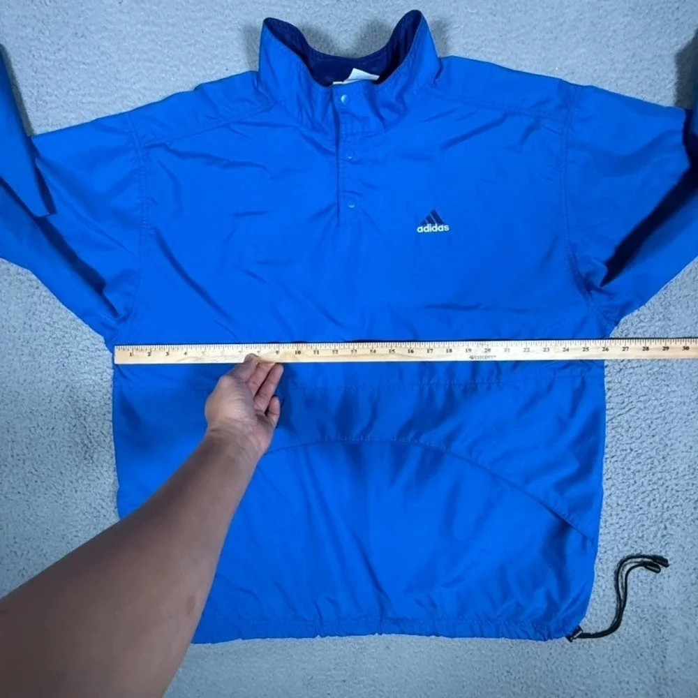 Vintage Adidas Windbreaker Mens XL Blue Pullover Vented Snap Lightweight Logo‎